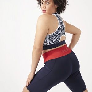 Fila NWT Claudia Navy & Red Bike Shorts